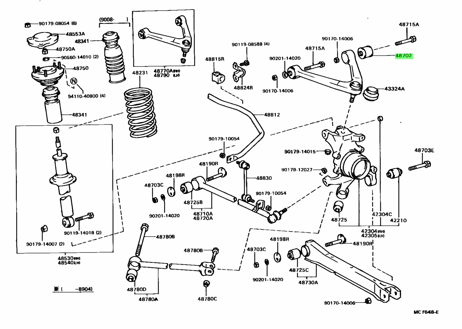 Buy Genuine Toyota 4870214030 (48702-14030) Bush Sub-assy, Upper 