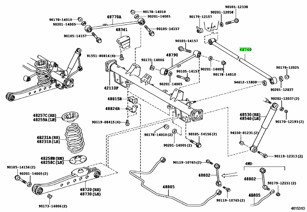 Buy Genuine Toyota 4874052040 (48740-52040) Rod Assy, Rear Lateral ...