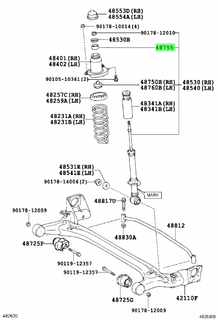 Buy Genuine Toyota 4875563010 (48755-63010) Cushion, Rear Shock ...