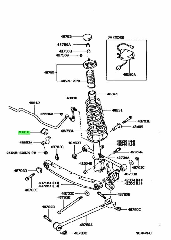 Buy Genuine Toyota 4881812160 (48818-12160) Bush, Stabilizer, Rear ...