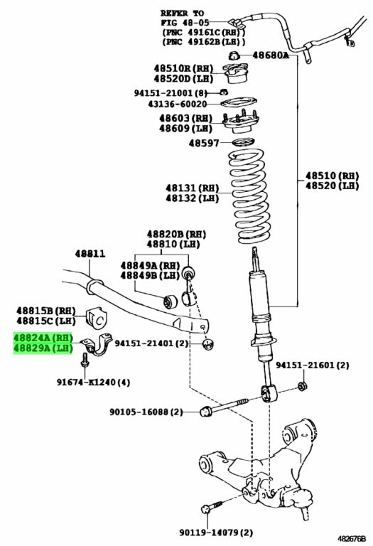 Buy Genuine Toyota 4882460170 (48824-60170) Bracket, Front Stabilizer ...