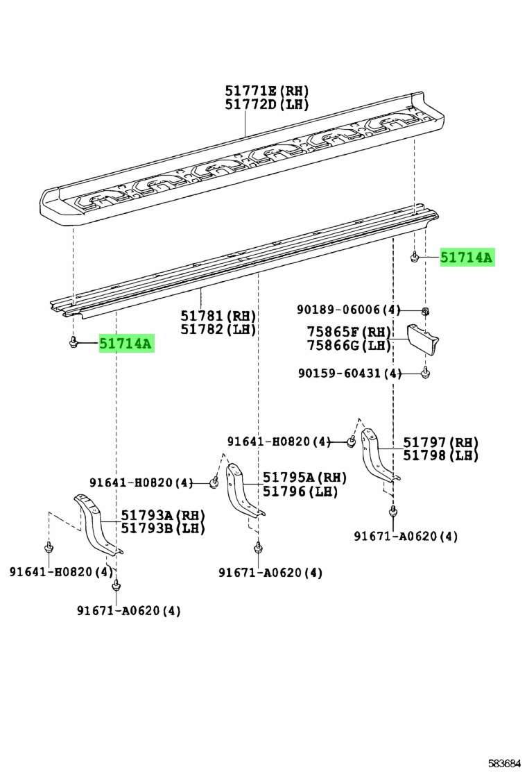 最安値で サイドステップ 本物のトヨタ走行ボード51771-0C010 Genuine