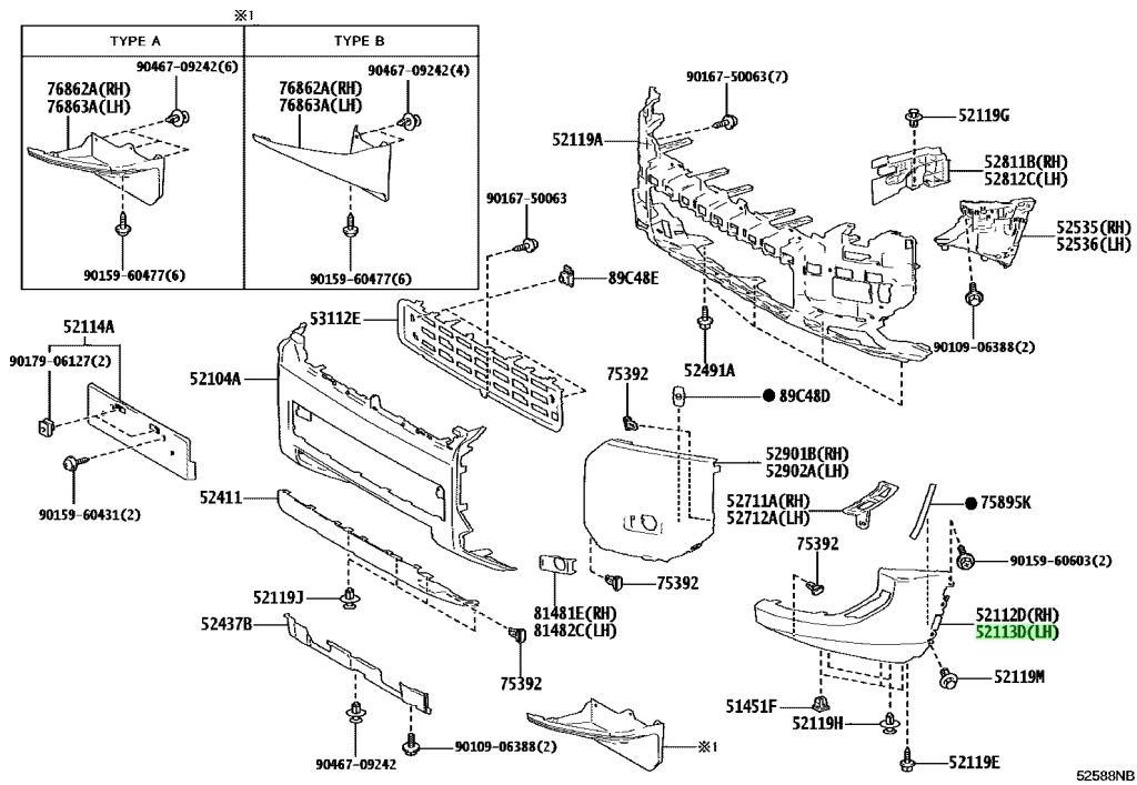 Buy Genuine Toyota 5211360911 (52113-60911) Extension, Front