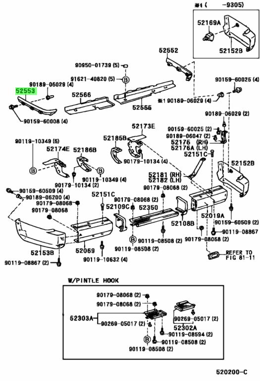 Buy Genuine Toyota 5255360020 (52553-60020) Filler, Rear Bumper, Lh ...