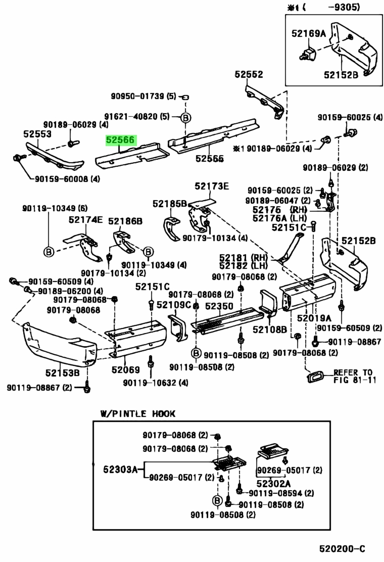 Buy Genuine Toyota 5256660010 (52566-60010) Filler, Rear Bumper ...