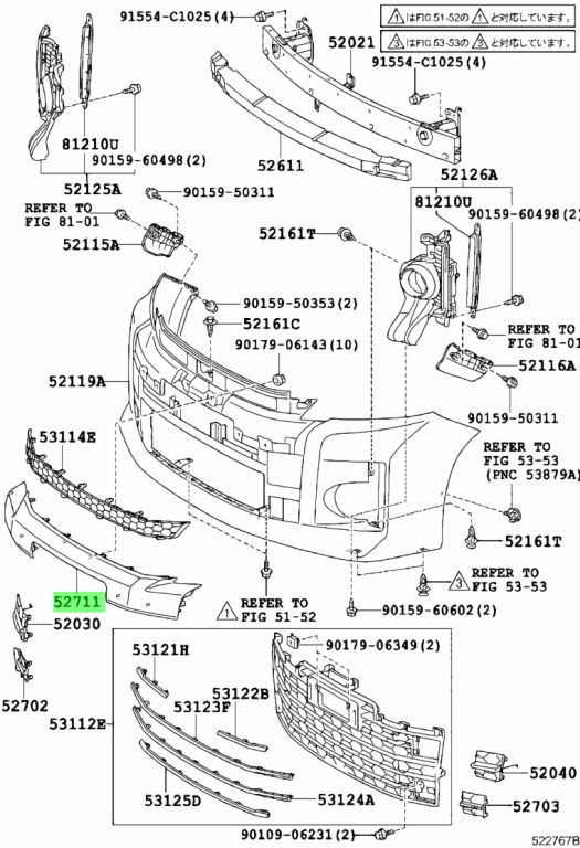 Buy Genuine Toyota 5271158050 (52711-58050) Moulding, Front Bumper ...