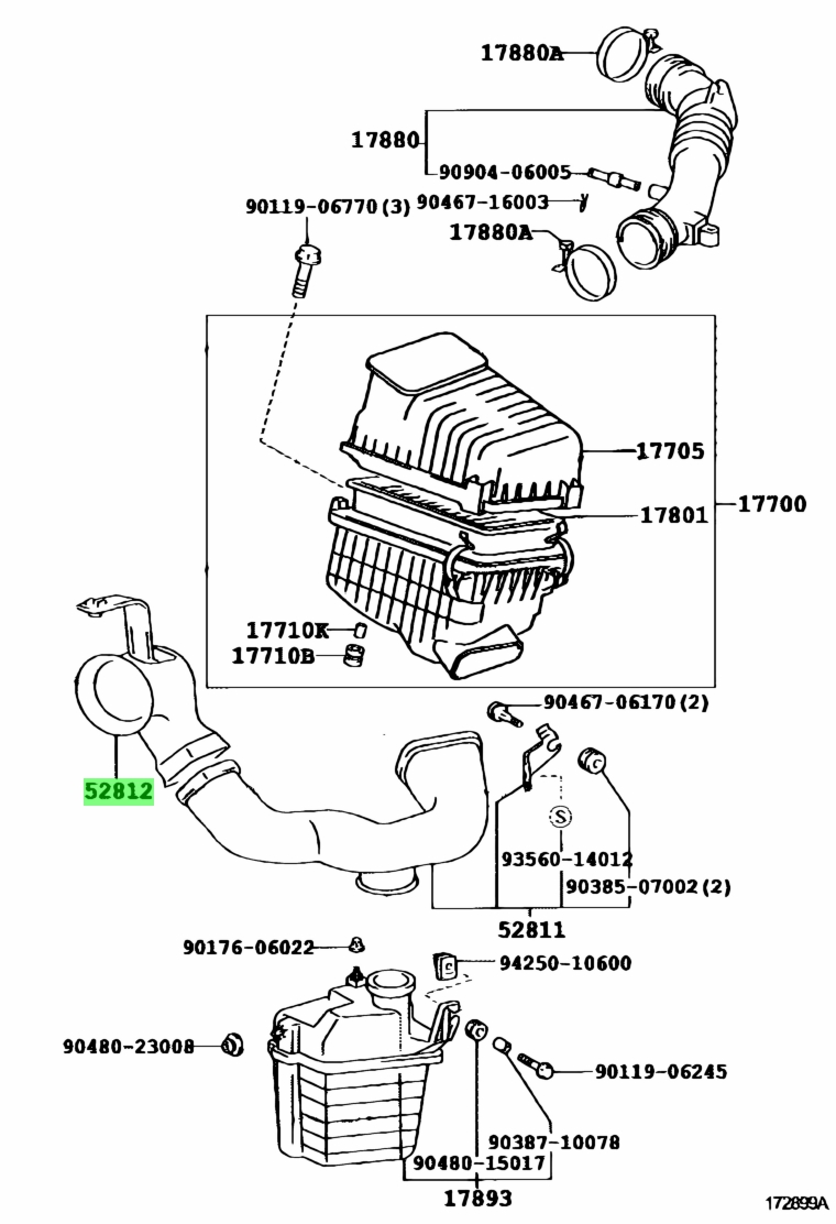 Buy Genuine Toyota 5281244040 (52812-44040) Duct, Cool Air Intake, No.2 ...