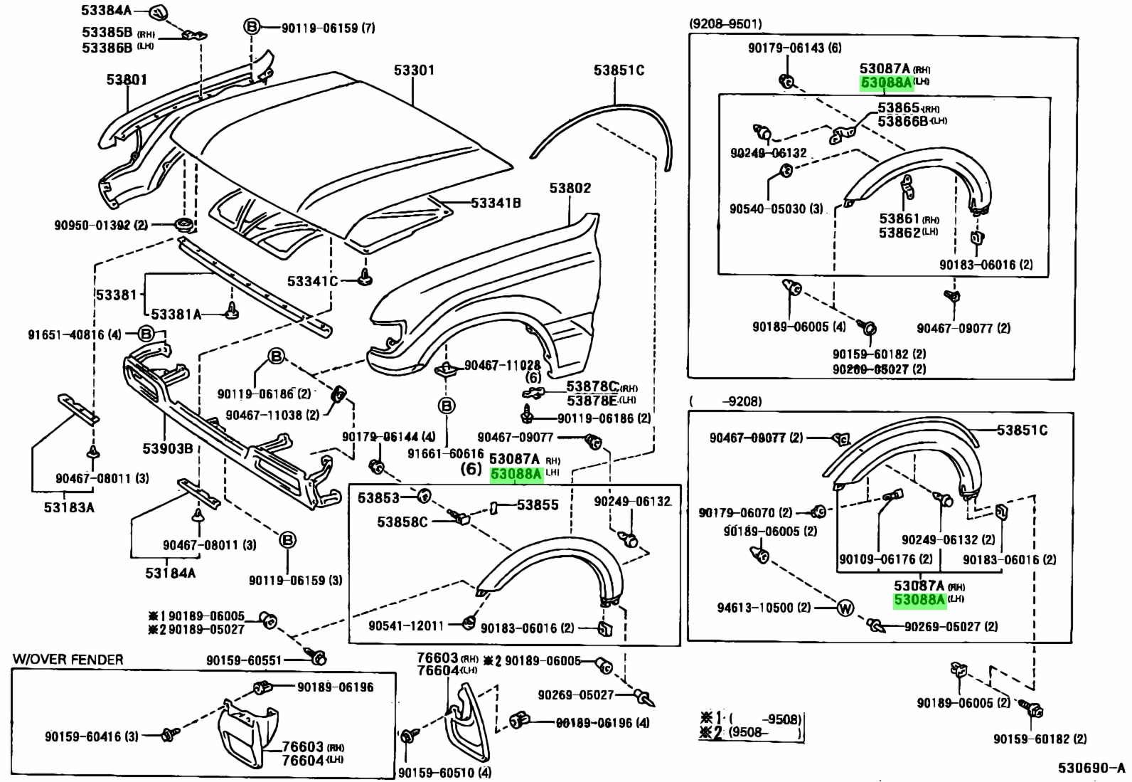 Тойота ленд крузер запчасти каталог. Toyota 53853-60020. Toyota 53301 Hood sub-ASSY. 53851-60020-01 Чёрный. Toyota 90109-06163.