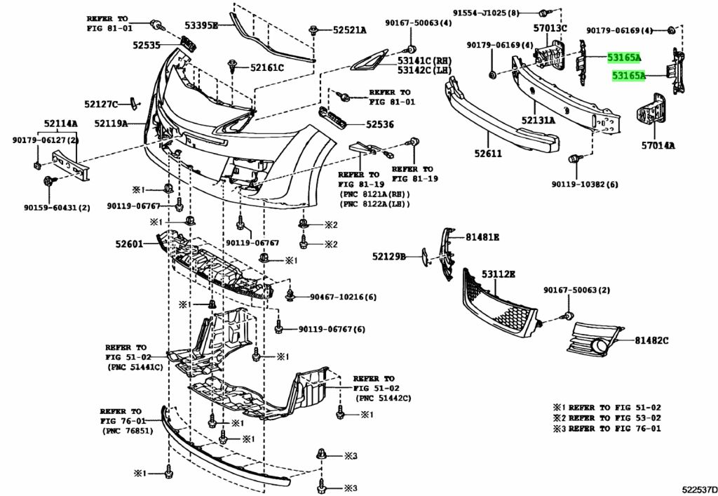 Buy Genuine Toyota 531640D060 (53164-0D060) Bracket, Front Bumper Stone ...