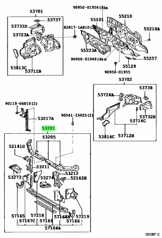 Buy Genuine Toyota 5320113070 (53201-13070) Support Sub-assy, Radiator 