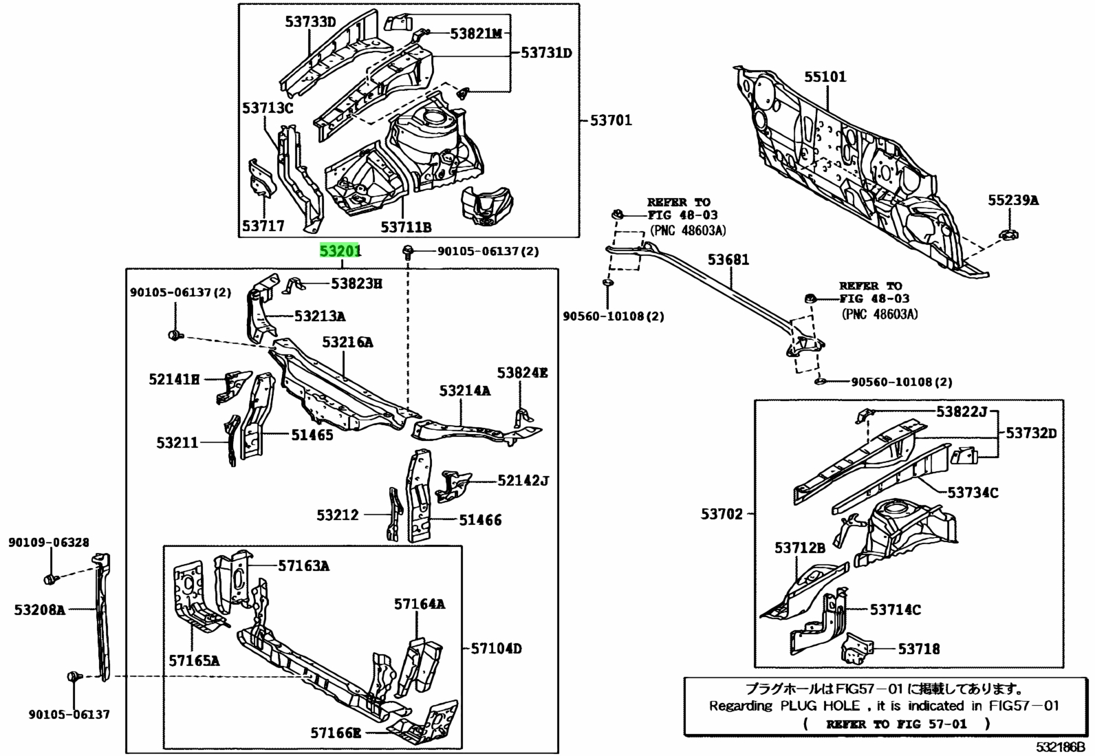 Buy Genuine Toyota 5320133202 (53201-33202) Support Sub-Assy, Radiator ...