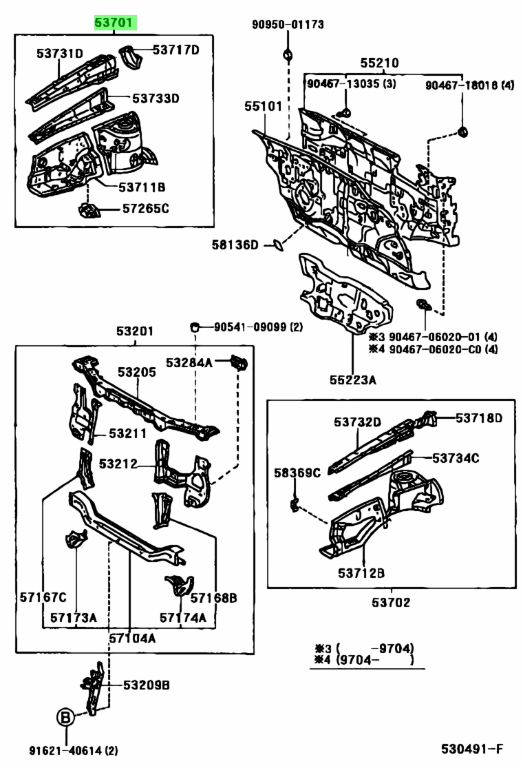 Buy Genuine Toyota 5370144010 (53701-44010) Apron Sub-Assy, Front ...