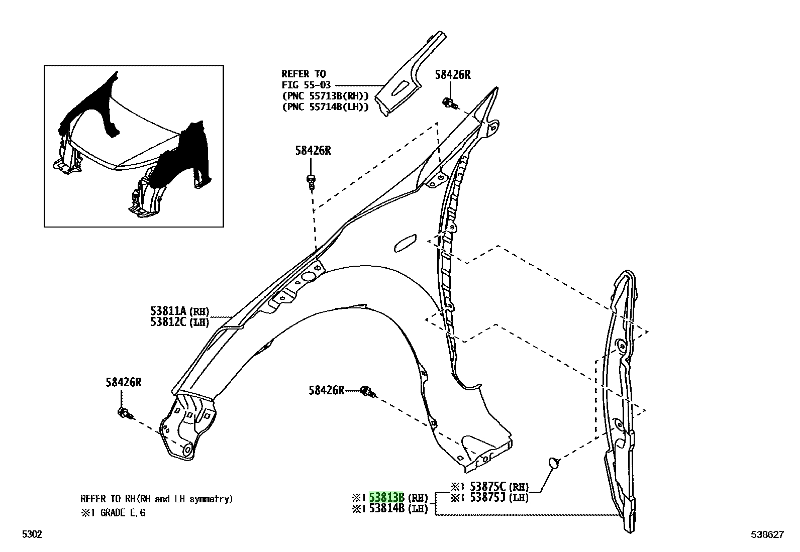Buy Genuine Toyota 53813BZ080 (53813-BZ080) Extension, Front