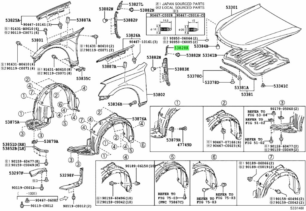 Buy Genuine Toyota 5382830070 (53828-30070) Protector, Front Fender 