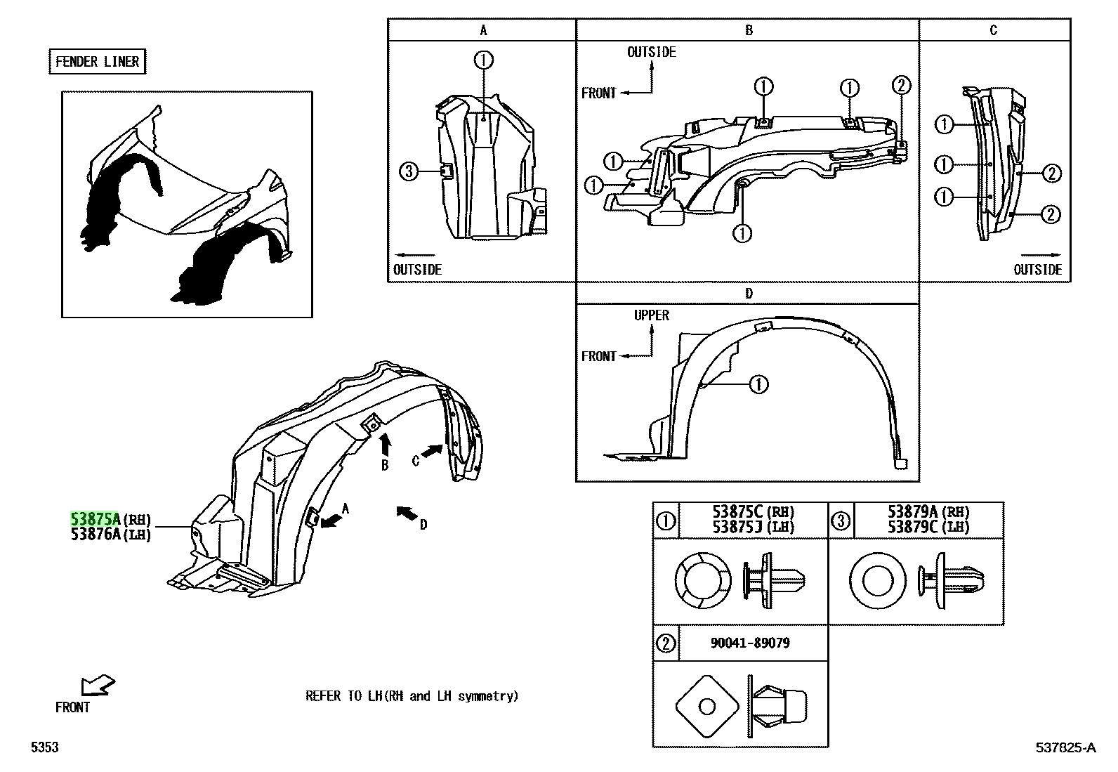 Buy Genuine Toyota 53875BZ360 (53875-BZ360) Liner, Front Fender