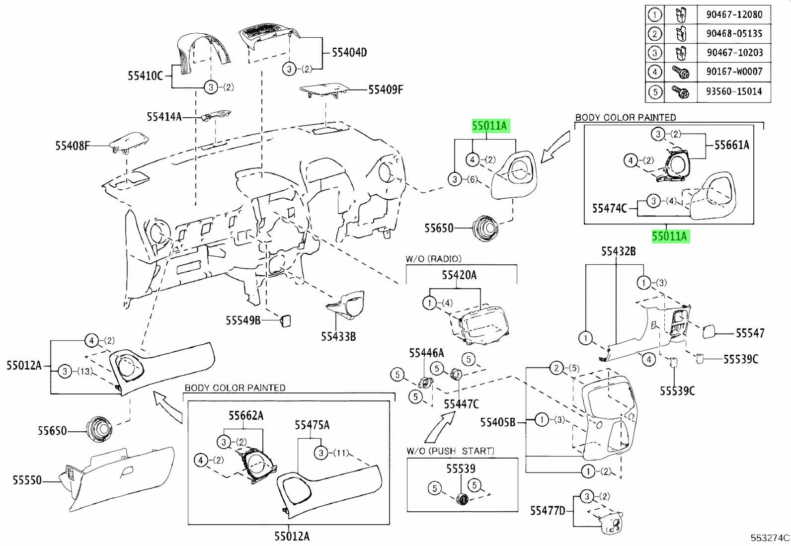 Buy Genuine Toyota H C H C Garnish Sub Assy Instrument Panel No