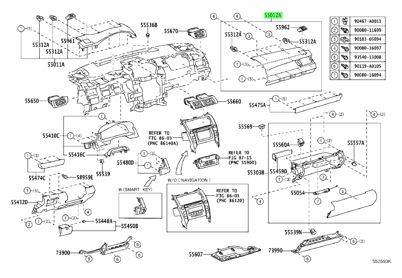 Buy Genuine Toyota 5501206010C4 (55012-06010-C4) Garnish Sub-Assy ...