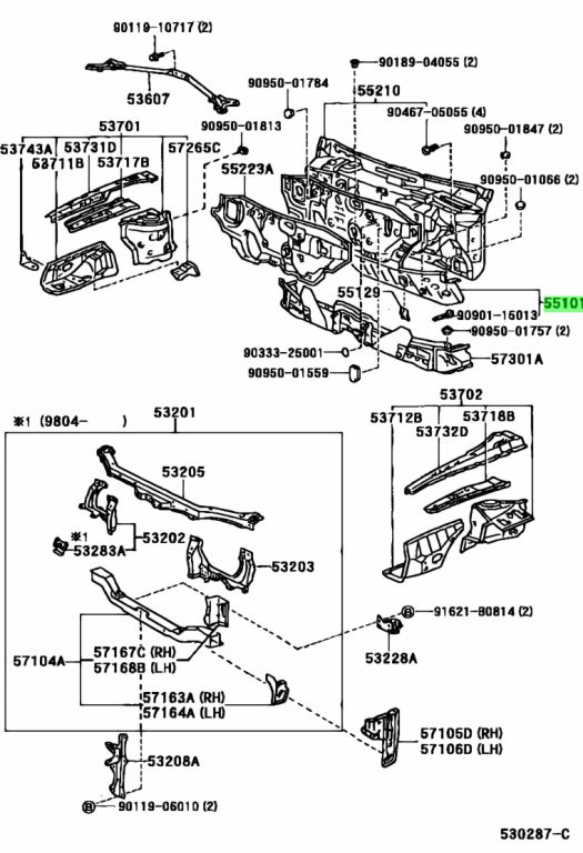 Buy Genuine Toyota 551011E590 (55101-1E590) Panel Sub-Assy, Dash ...