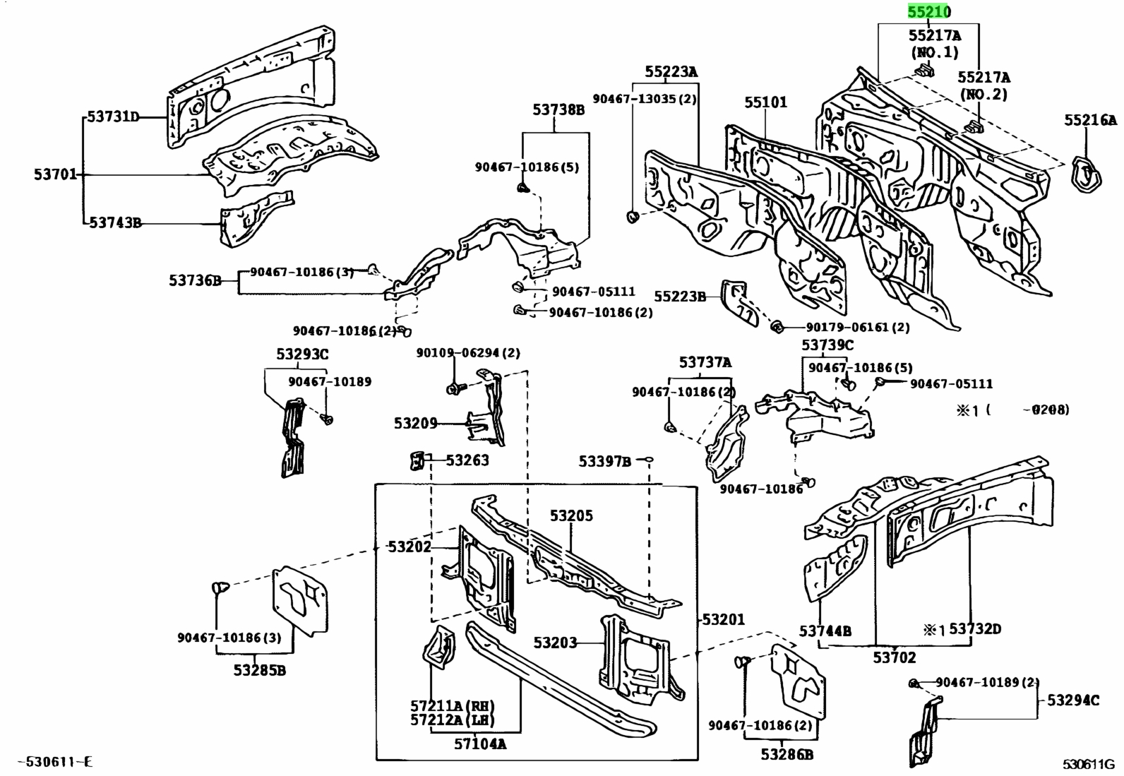 Buy Genuine Toyota 5521060084 (55210-60084) Insulator Assy, Dash Panel ...