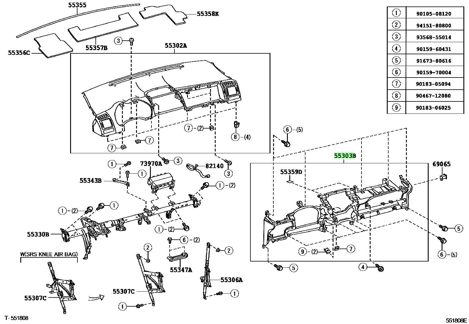 Buy Genuine Toyota 5530312400B0 (55303-12400-B0) Panel Sub-Assy ...