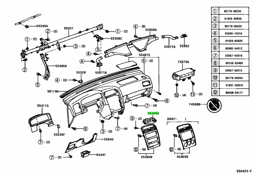 Buy Genuine Toyota 5544620120 (55446-20120) Base, Switch Hole, No
