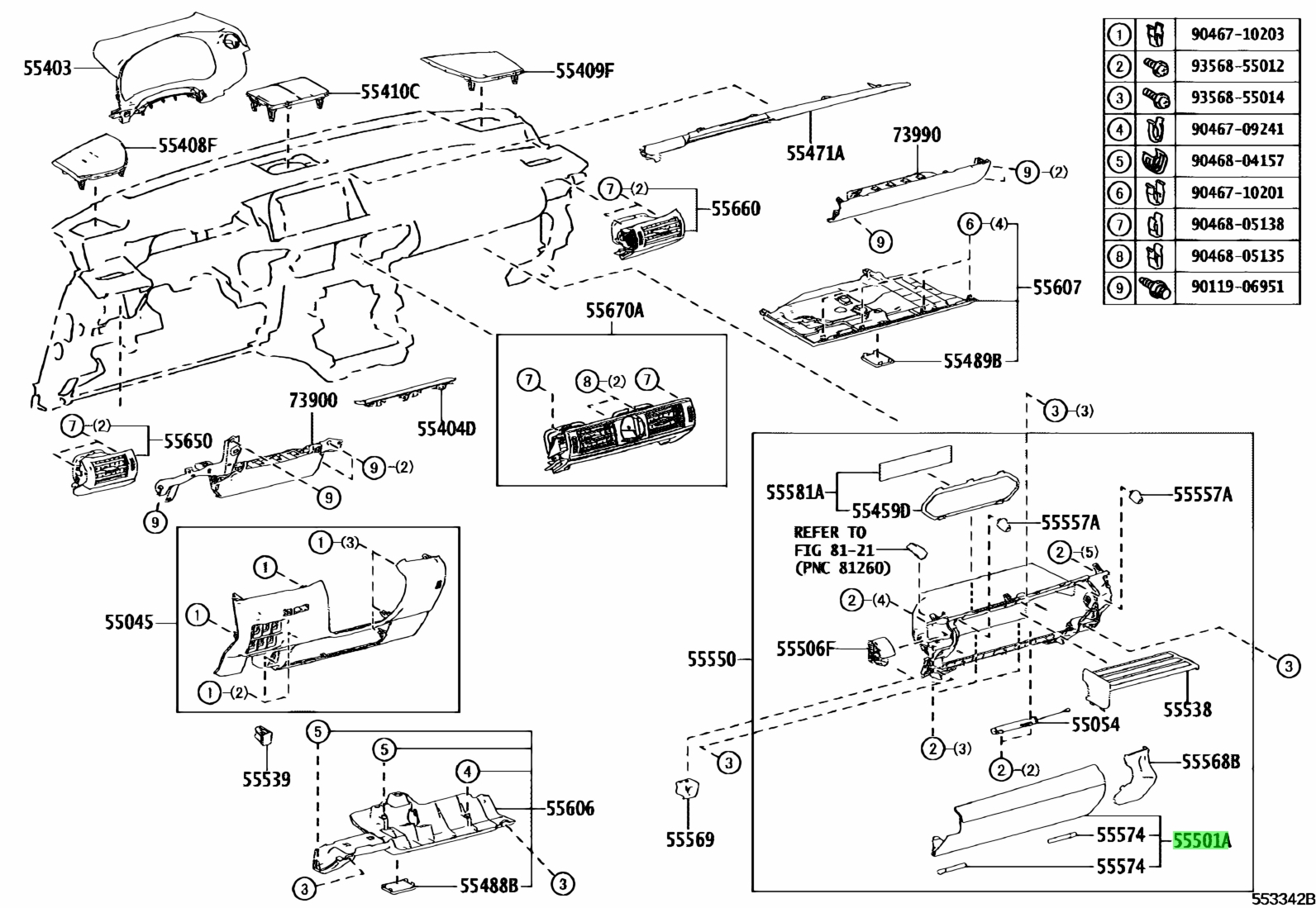 Buy Genuine Toyota 5550153070c0 55501 53070 C0 Door Sub Assy Glove