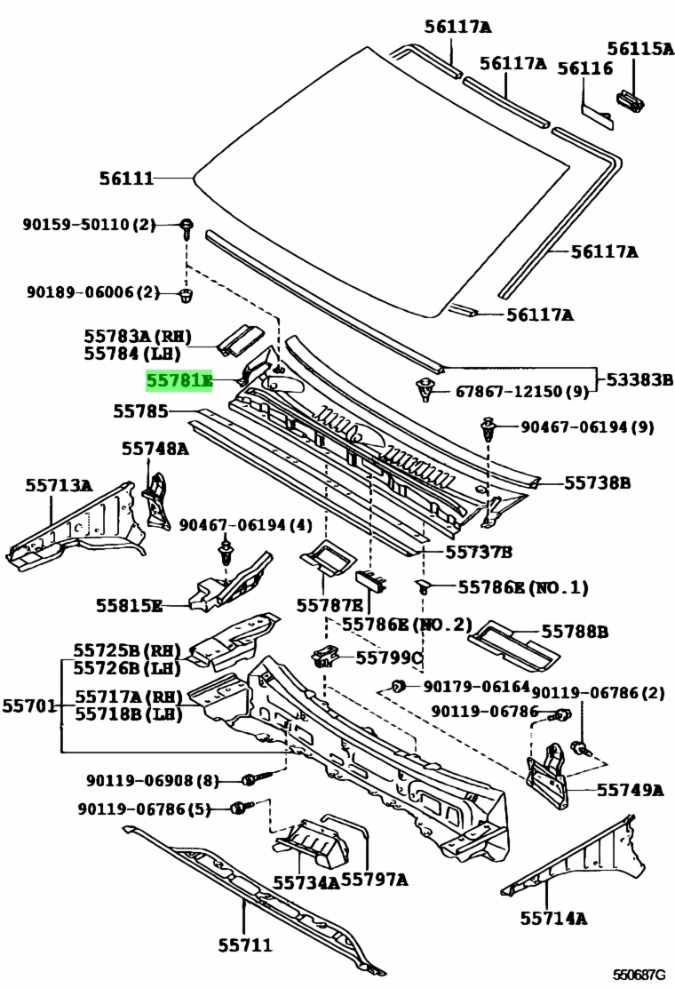 Buy Genuine Toyota Louver Sub Assy Cowl Top