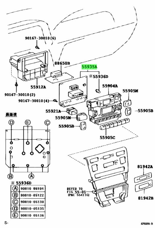 Buy Genuine Toyota 5593512040 (55935-12040) Circuit, Center Cluster ...