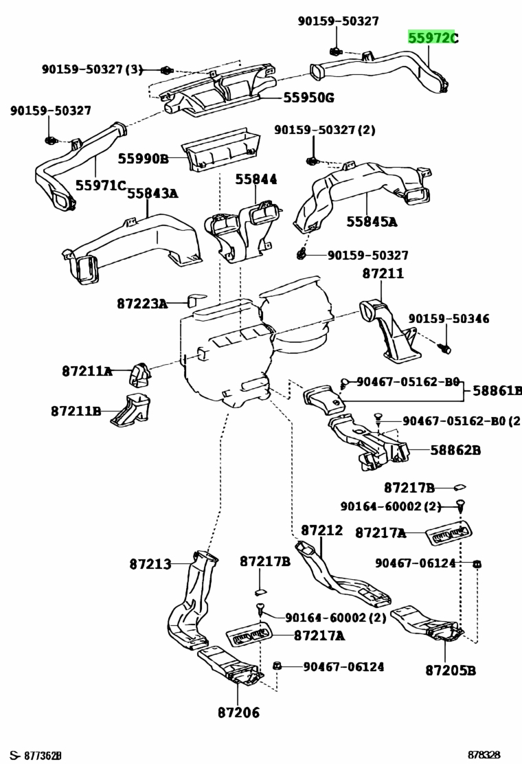 Buy Genuine Toyota 5597230170 (55972-30170) Duct, Side Defroster Nozzle ...