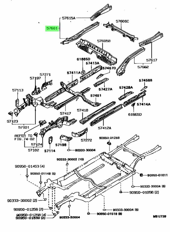 Buy Genuine Toyota 5760120220 (57601-20220) Member Sub-Assy, Rear Floor ...