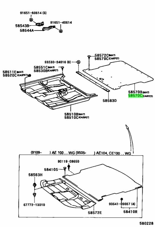 Buy Genuine Toyota 5857012270B0 (58570-12270-B0) Carpet Assy, Rear ...