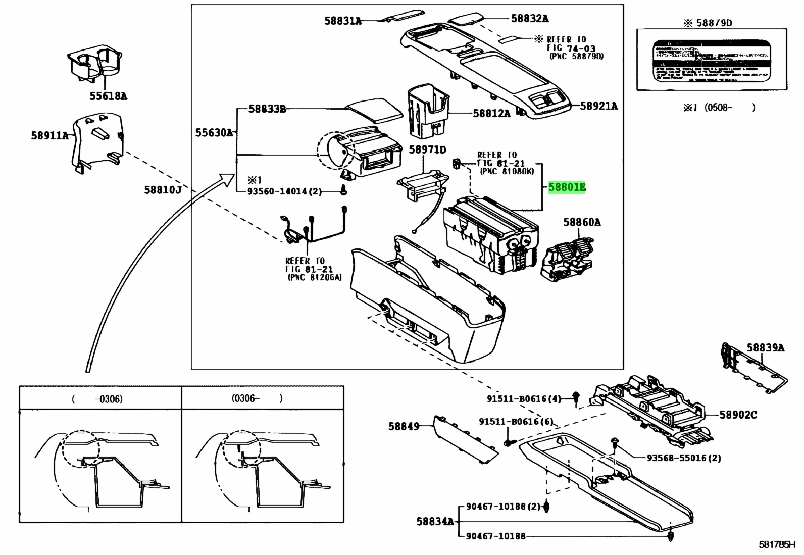 Buy Genuine Toyota 5880148050C0 (58801-48050-C0) Box Sub-Assy, Console ...