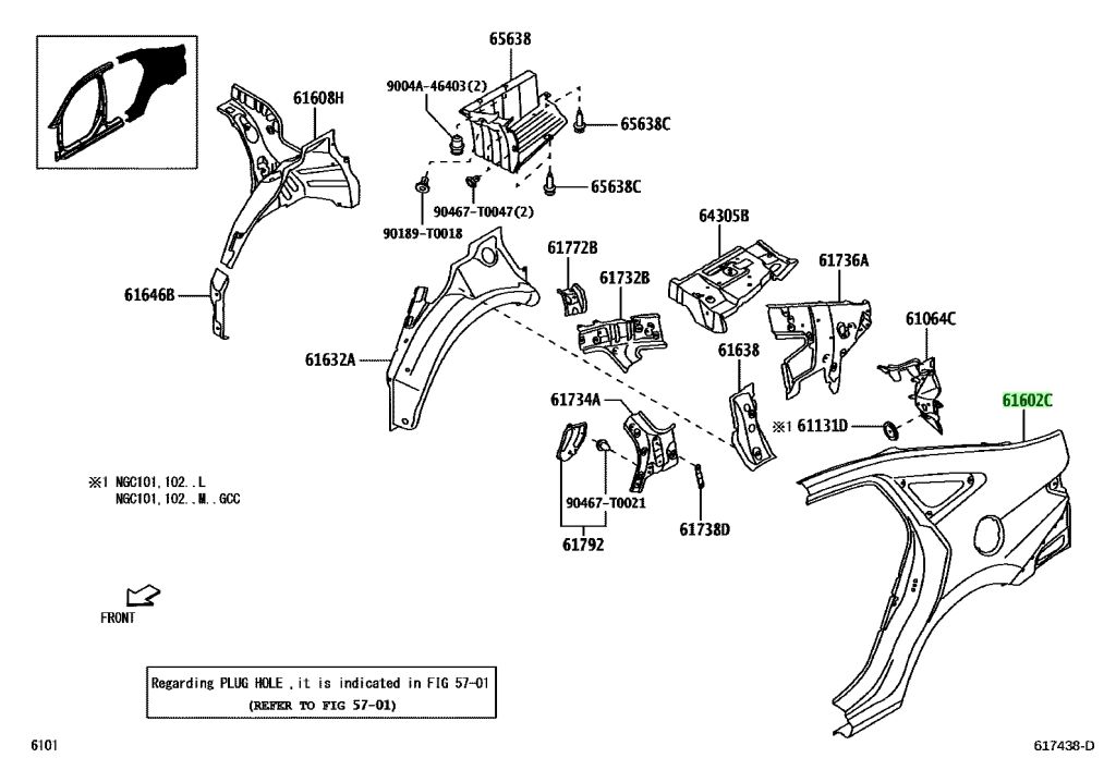 Buy Genuine Toyota 61602BZ170 (61602-BZ170) Panel Sub-Assy