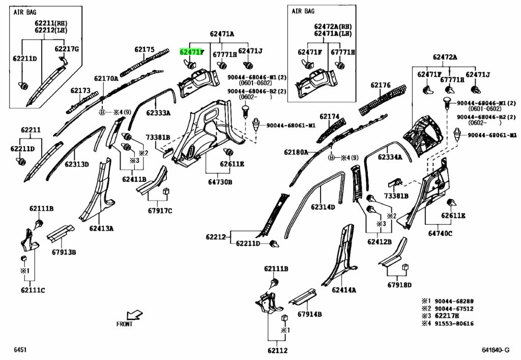 Buy Genuine Toyota 62217B2020 (62217-B2020) Clip. Prices, fast shipping ...