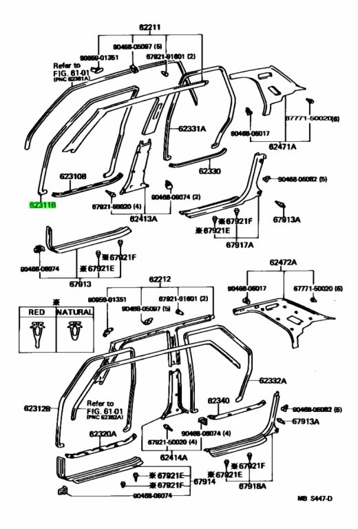 Buy Genuine Toyota 623115001002 (62311-50010-02) Weatherstrip, Front ...