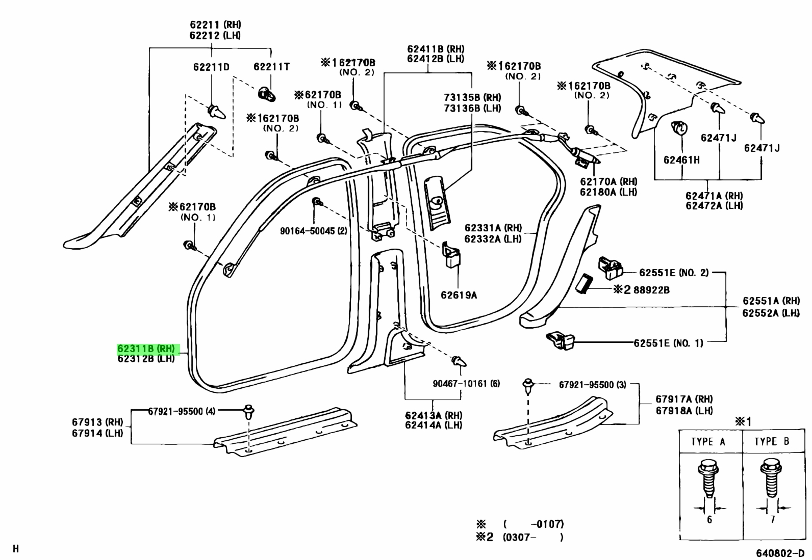 Buy Genuine Toyota 6231150030B0 (62311-50030-B0) Weatherstrip, Front ...