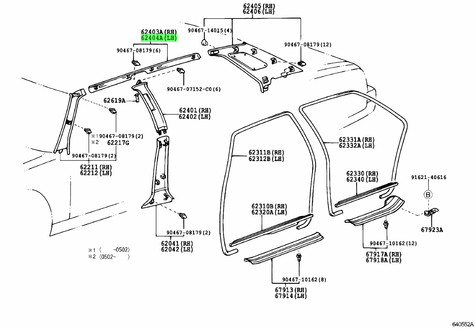 Buy Genuine Toyota 6240440050E0 (62404-40050-E0) Garnish Sub-Assy, Roof ...