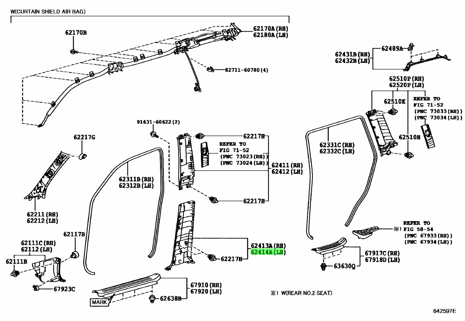 Buy Genuine Toyota 6241460090E0 (62414-60090-E0) Garnish, Center Pillar ...