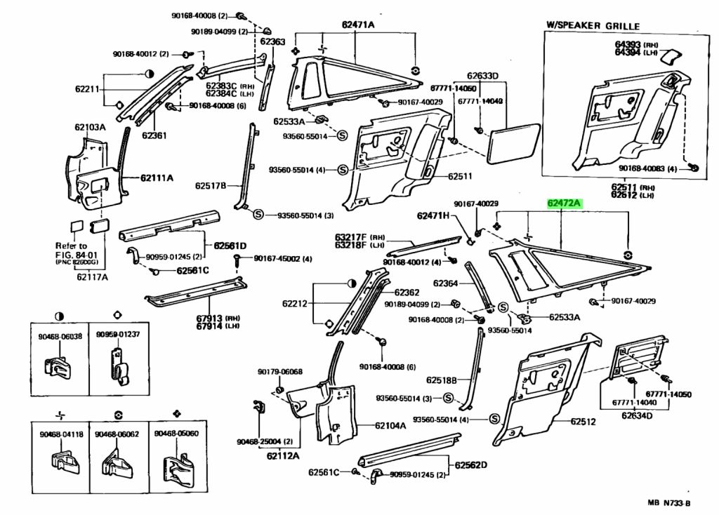 Buy Genuine Toyota 624721424112 (62472-14241-12) Garnish, Roof Side ...