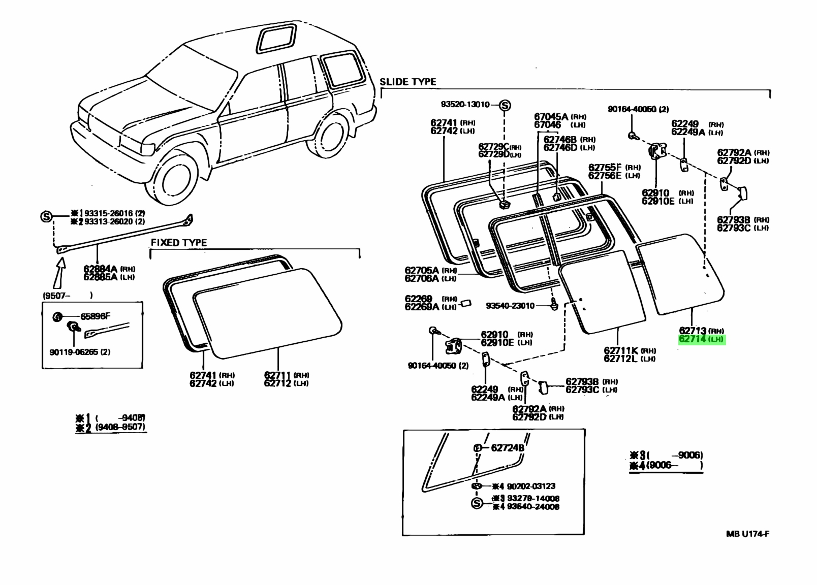 Buy Genuine Toyota 6271460020 (62714-60020) Glass, Quarter Window, Rear ...