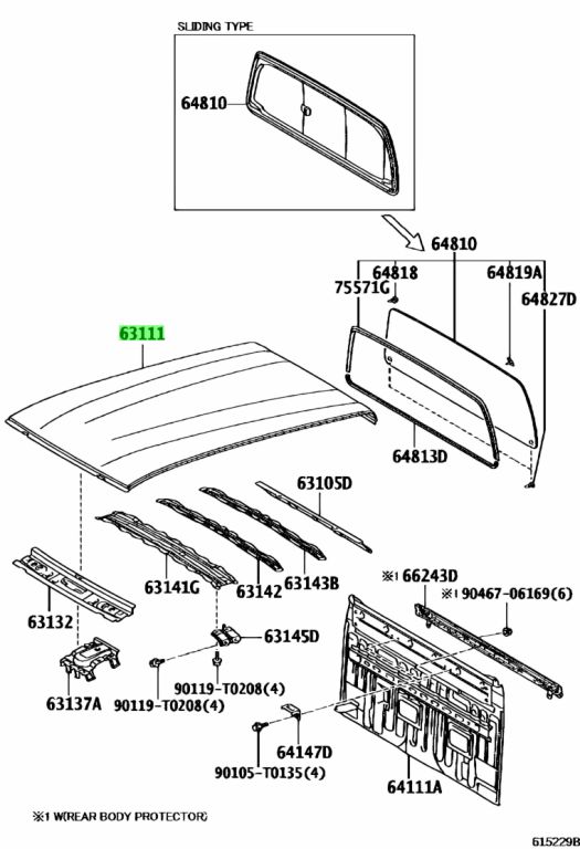 Buy Genuine Toyota 63111KK010 (63111-KK010) Panel, Roof for Toyota