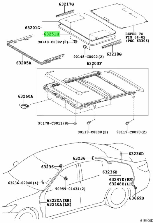 Buy Genuine Toyota 6325130100 (63251-30100) Weatherstrip, Sliding Roof ...