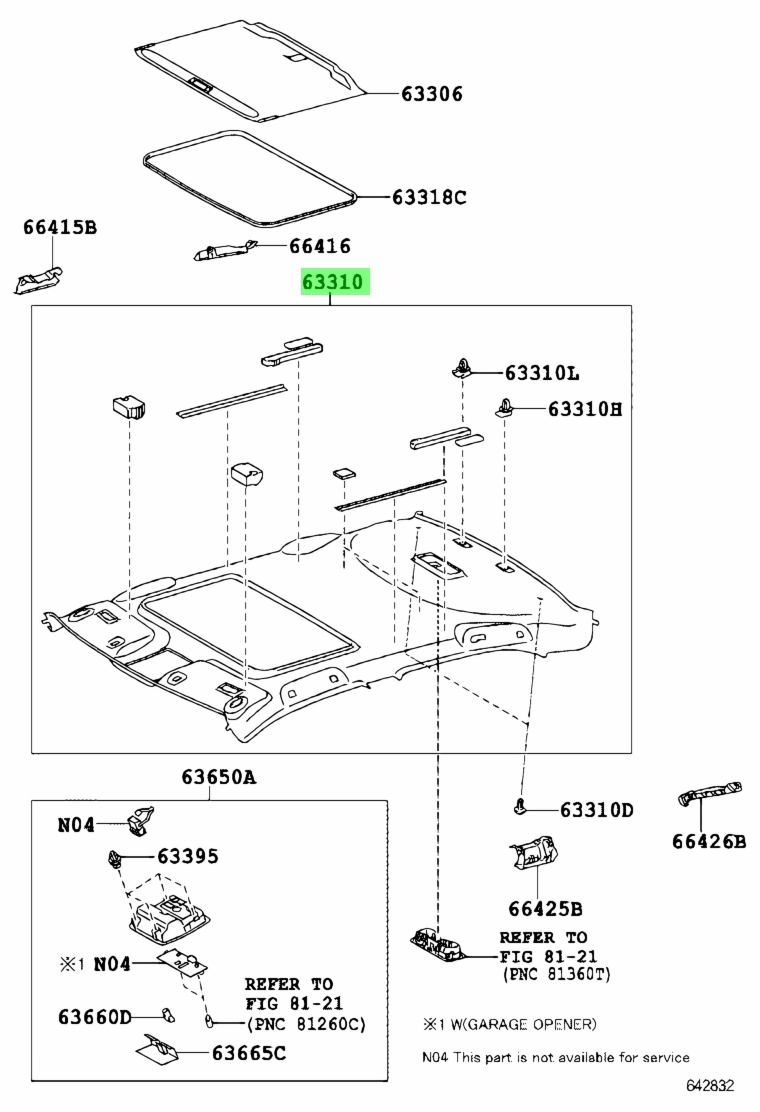 Buy Genuine Toyota 6331006720A1 (63310-06720-A1) Headlining Assy, Roof ...