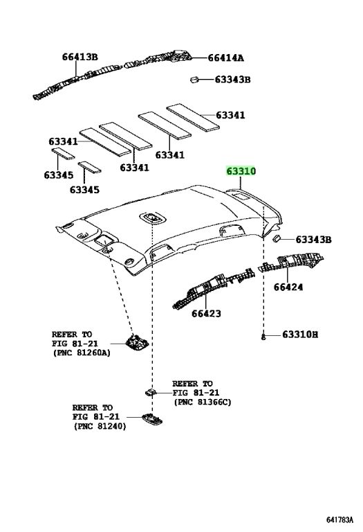 Buy Genuine Toyota 633100D300B0 (63310-0D300-B0) Headlining Assy, Roof ...