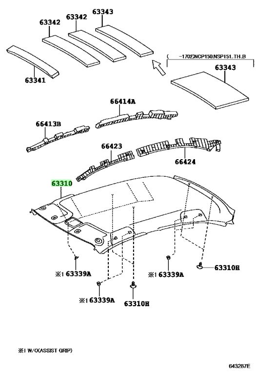 Buy Genuine Toyota 633100D620B0 (63310-0D620-B0) Headlining Assy, Roof ...