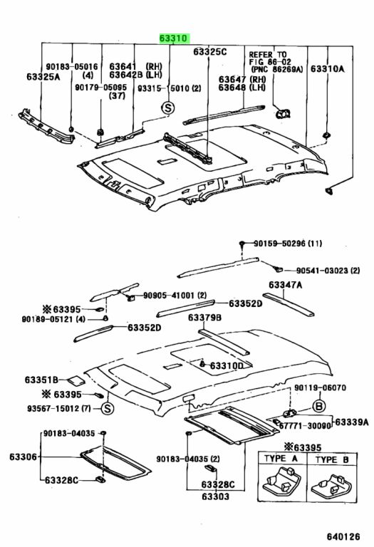 Buy Genuine Toyota 6331028071B2 (63310-28071-B2) Headlining Assy, Roof ...