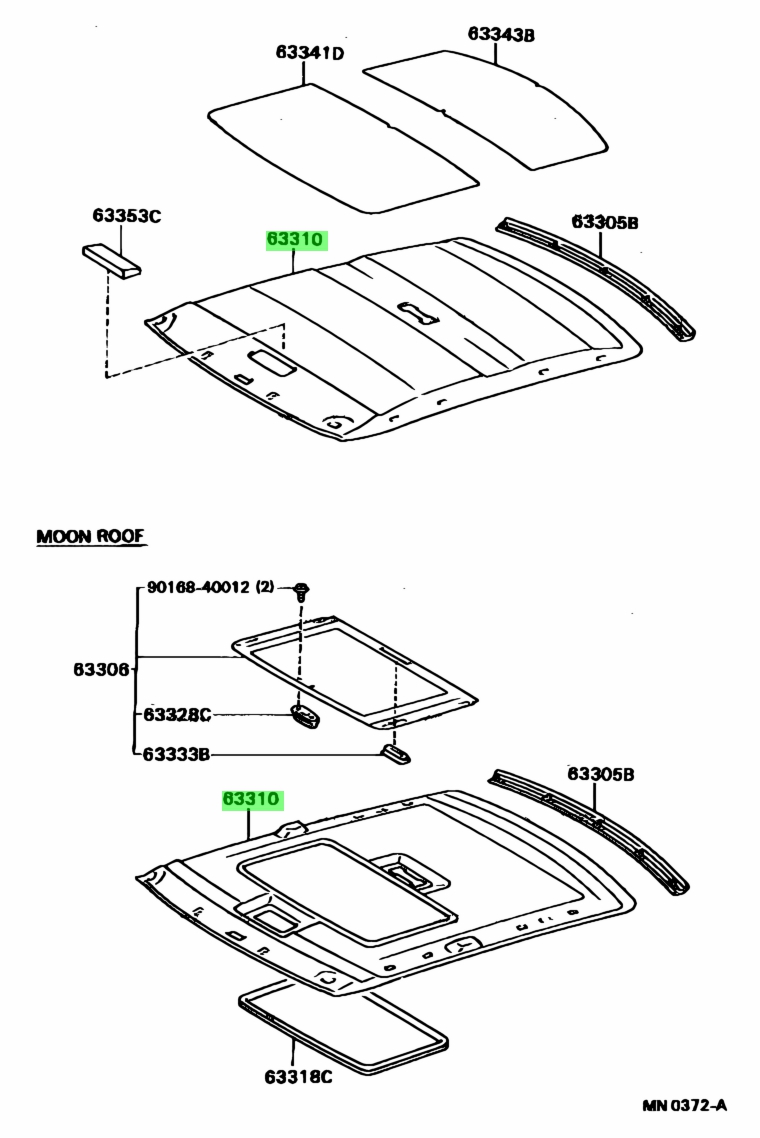 Buy Genuine Toyota 633102B13007 (63310-2B130-07) Headlining Assy, Roof ...