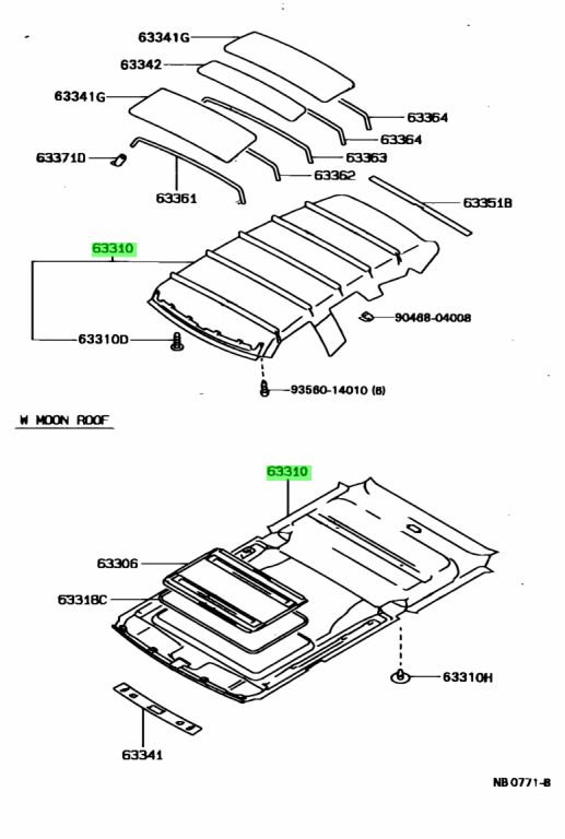 Buy Genuine Toyota 633102B27004 (63310-2B270-04) Headlining Assy, Roof ...