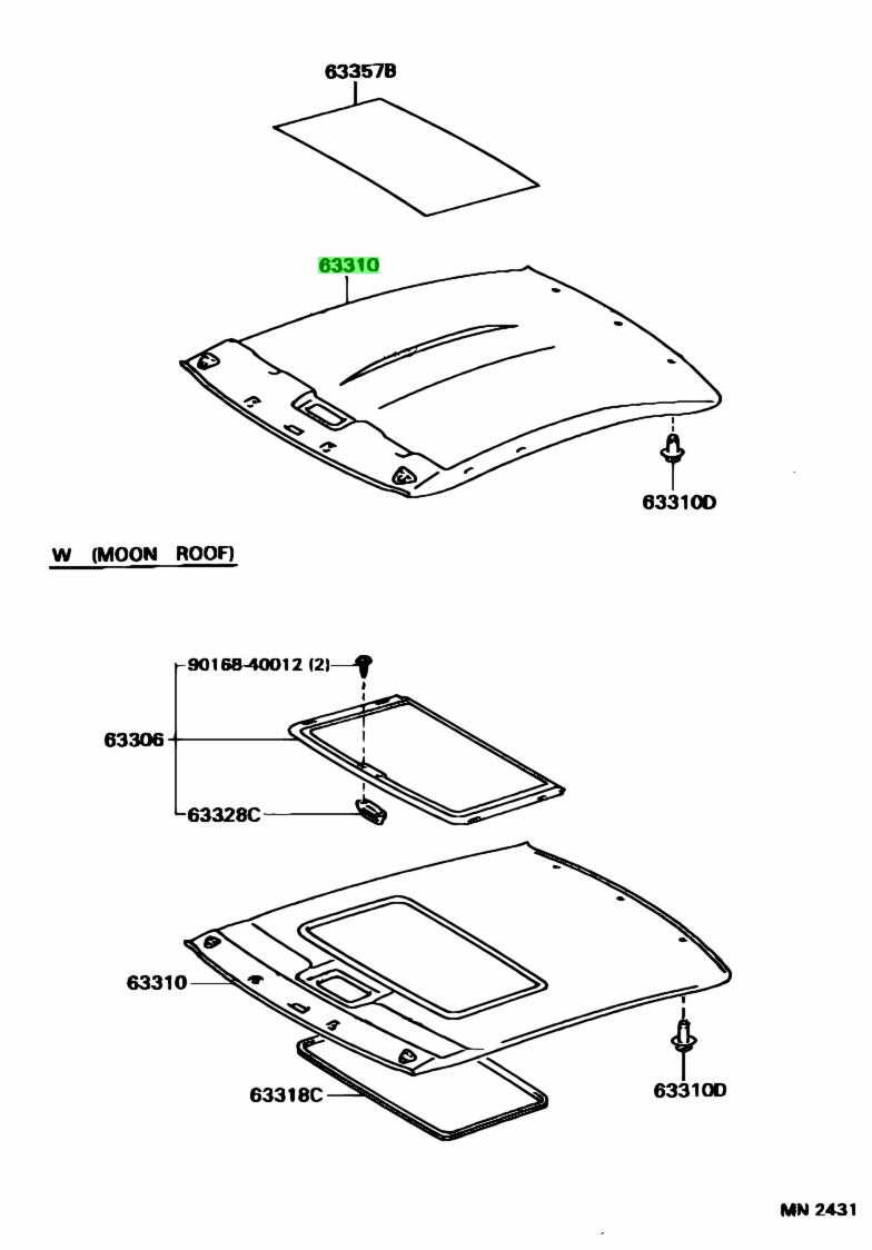 Buy Genuine Toyota 633102B460A0 (63310-2B460-A0) Headlining Assy, Roof ...