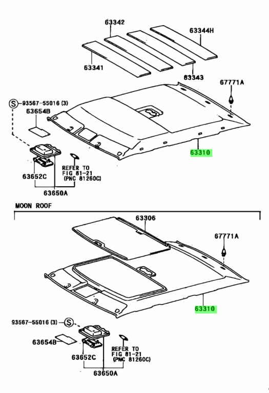 Buy Genuine Toyota 6331033220B0 (63310-33220-B0) Headlining Assy, Roof ...